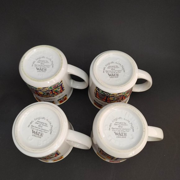 The Queen Victoria English Life Tea Coffee Mugs Cups Wade England Set of 4 Vtg - Picture 5 of 7